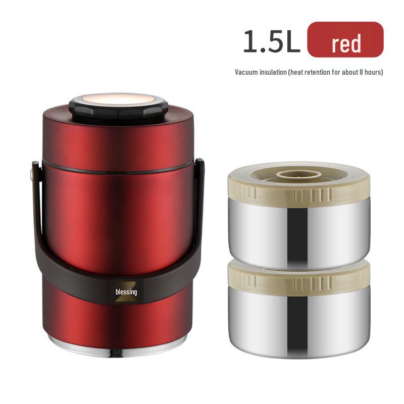 Three-Layer Insulated Stainless Steel Lunch Box - Large Capacity, Portable, Compartmented Container for Students and Office Workers