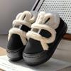 Rabbit ear cotton slippers winter 2025 new indoor home platform cute plush warm bag and cotton shoes outside wear