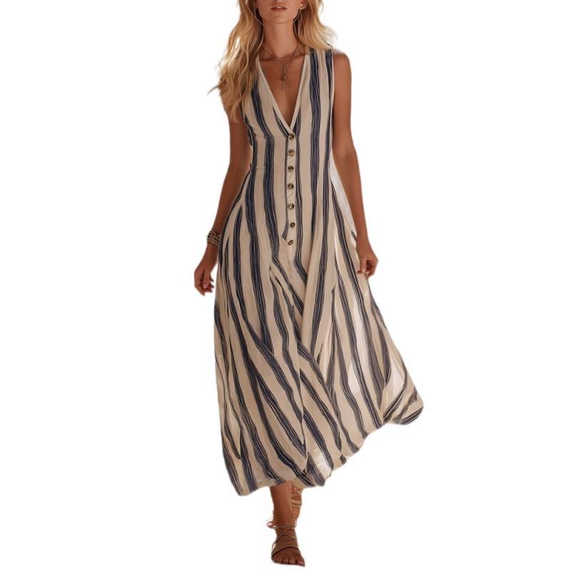 2026 European & American Bohemian Deep V-Neck Beach Dress