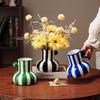 Ceramic Stripes Vase Flower Arrangement Chinese Retro Decoration Porcelain Bottle Flower Vase Home Decoration Accessories