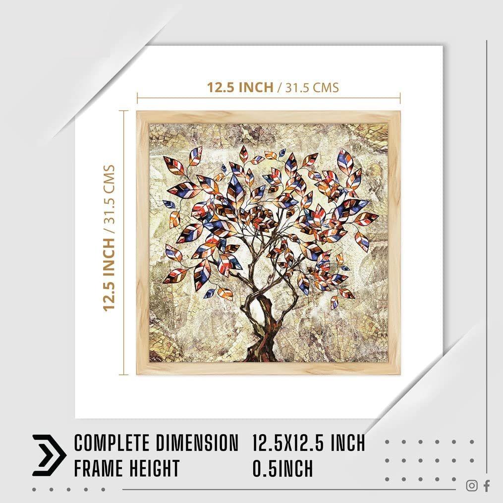 Paper Tree Wall Art Frame Painting, Multicolor, Abstract, 12.5 X 12.5 In, Set of 1