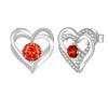 Multicolor Birthstone Ear Studs Heart Stud Earrings Birthday Gift For Women & Girls