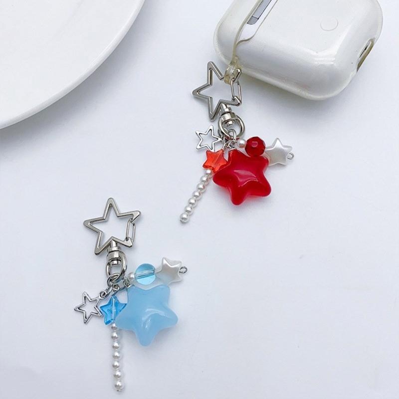 Candy Color Phone Lanyard Jelly Star Pendant Wrist Strap Detachable Phone Chain Keyring Portable Accessory for Women