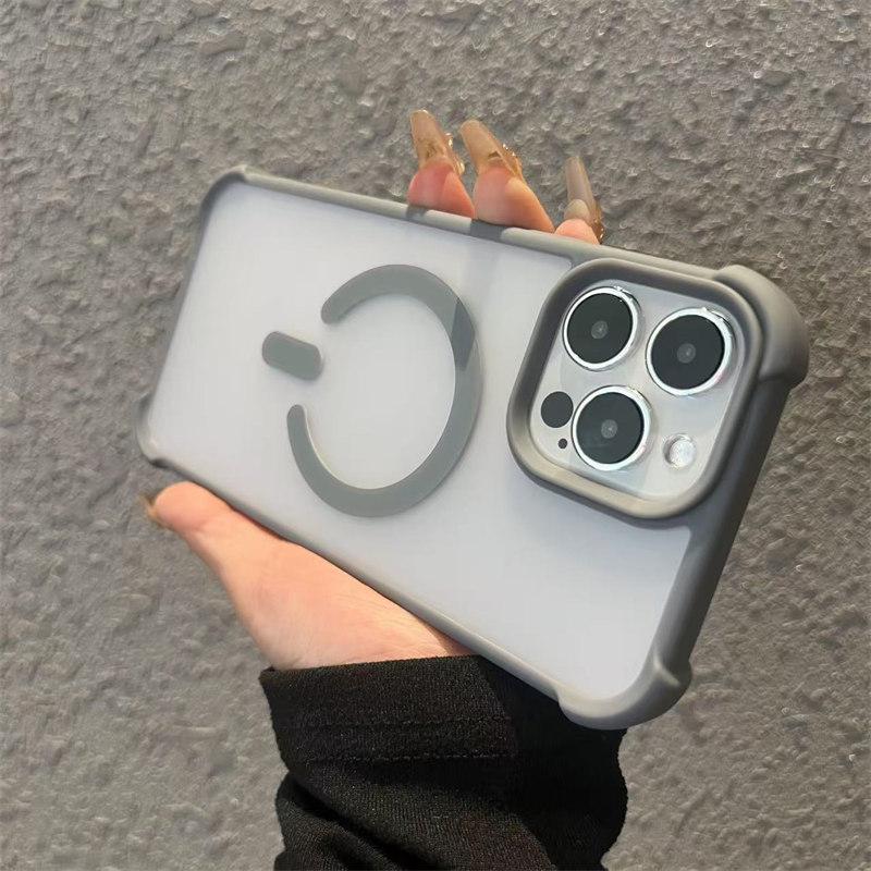 

Магнитный роскошный матовый противоударный защитный чехол для iPhone 15 14 13 12 16 Pro Max с беспроводной зарядкой для чехла Magsafe iPhone 16 Pro Max белый