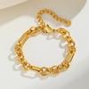 18K Gold Plated Twist Texture Bracelet Stainless Steel Chunky Chain Bracelets Waterproof Geometric Trendy Jewelry for Women Gift