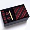 Men's Formal Tie Gift Box: Five-Piece Set with Logo, 8cm Striped Black for Weddings and Business 