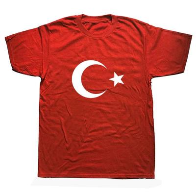 Turkish Flag Fashion Print T-shirt Summer Men's Casual Short-sleeved T-shirt Trendy Street Casual Shortsleeved Shirt