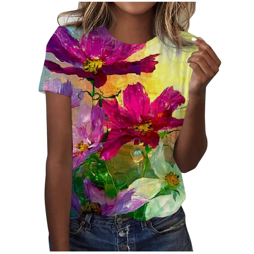 Women's T-Shirts Dandelion Flower 3D Printed Casual O-Neck Short Sleeve T Shirt Y2k Harajuku Tees Tops Female Pullover Clothing