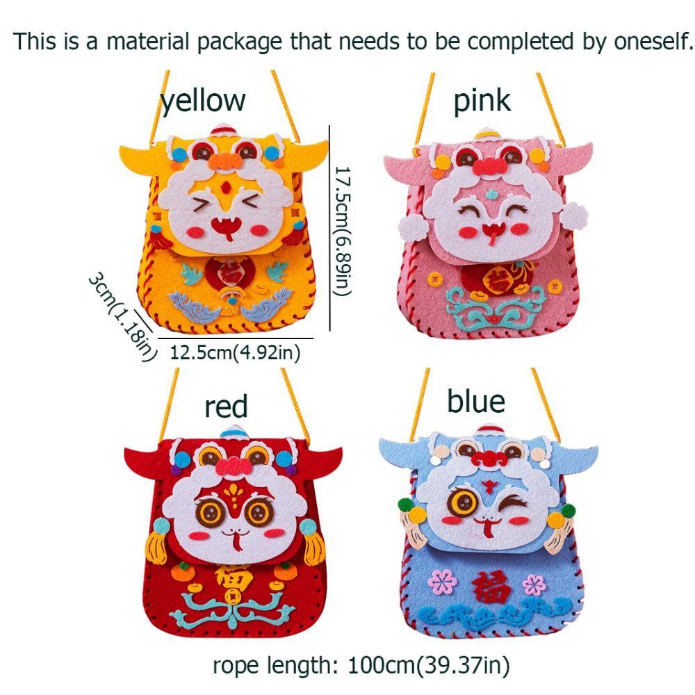 Cartoon New Year Blessing Bag Snake Pattern Material Package Crafts DIY Lucky Bag  Kindergarten