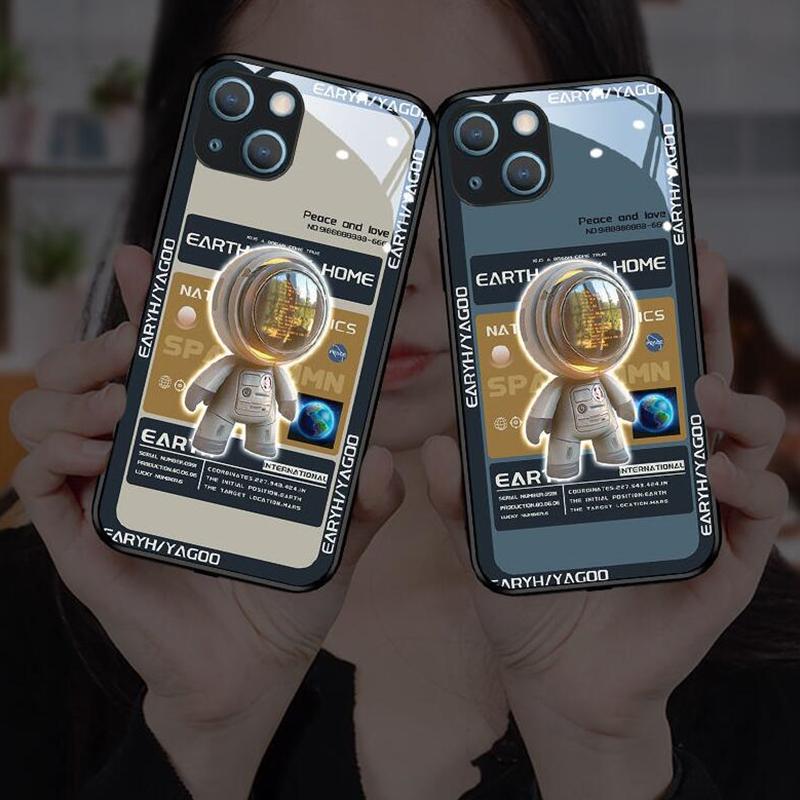 Parlak Telefon Kılıfı Sevimli Astronot Süper Havalı Telefon Kılıfı Apple Telefonlar İçin Uygundur