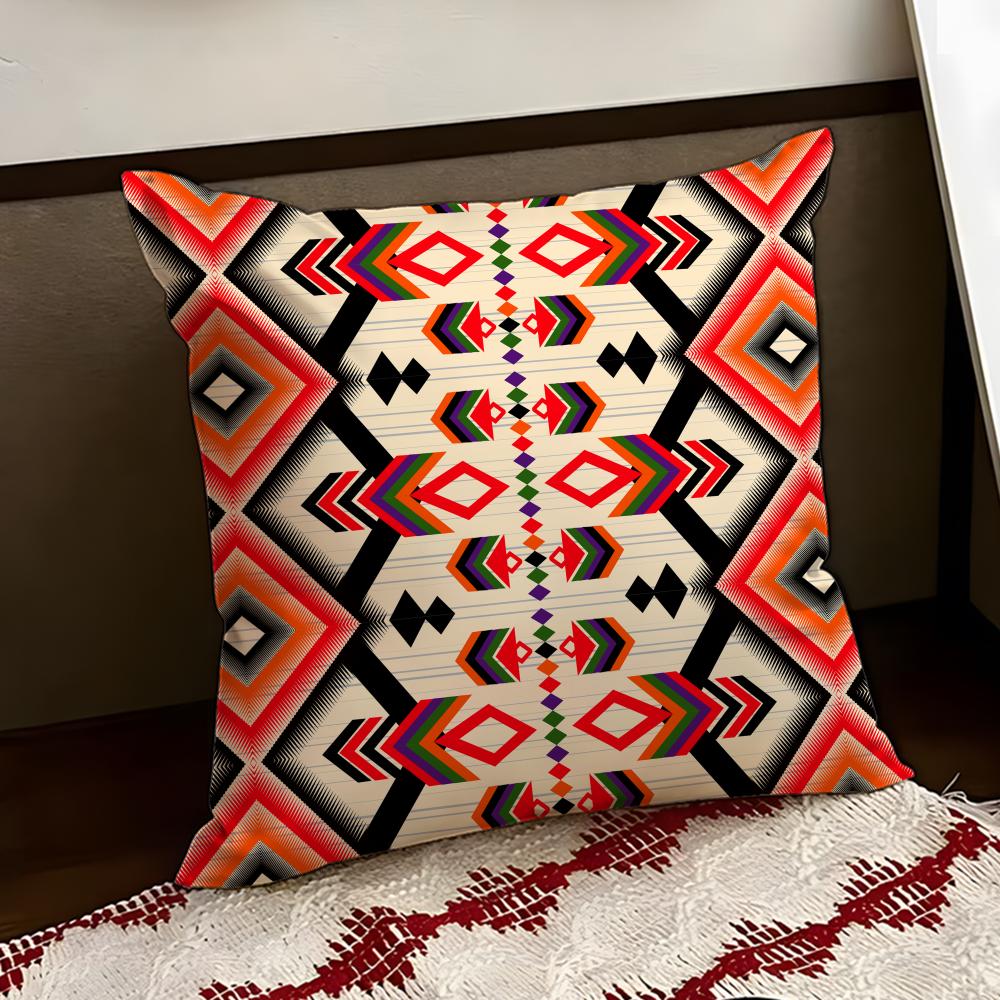 Native Fabric Pattern Cushion Cover Reversible Soft Durable Pillow Cover Home  Car MultiScene Use for Daily Comfort