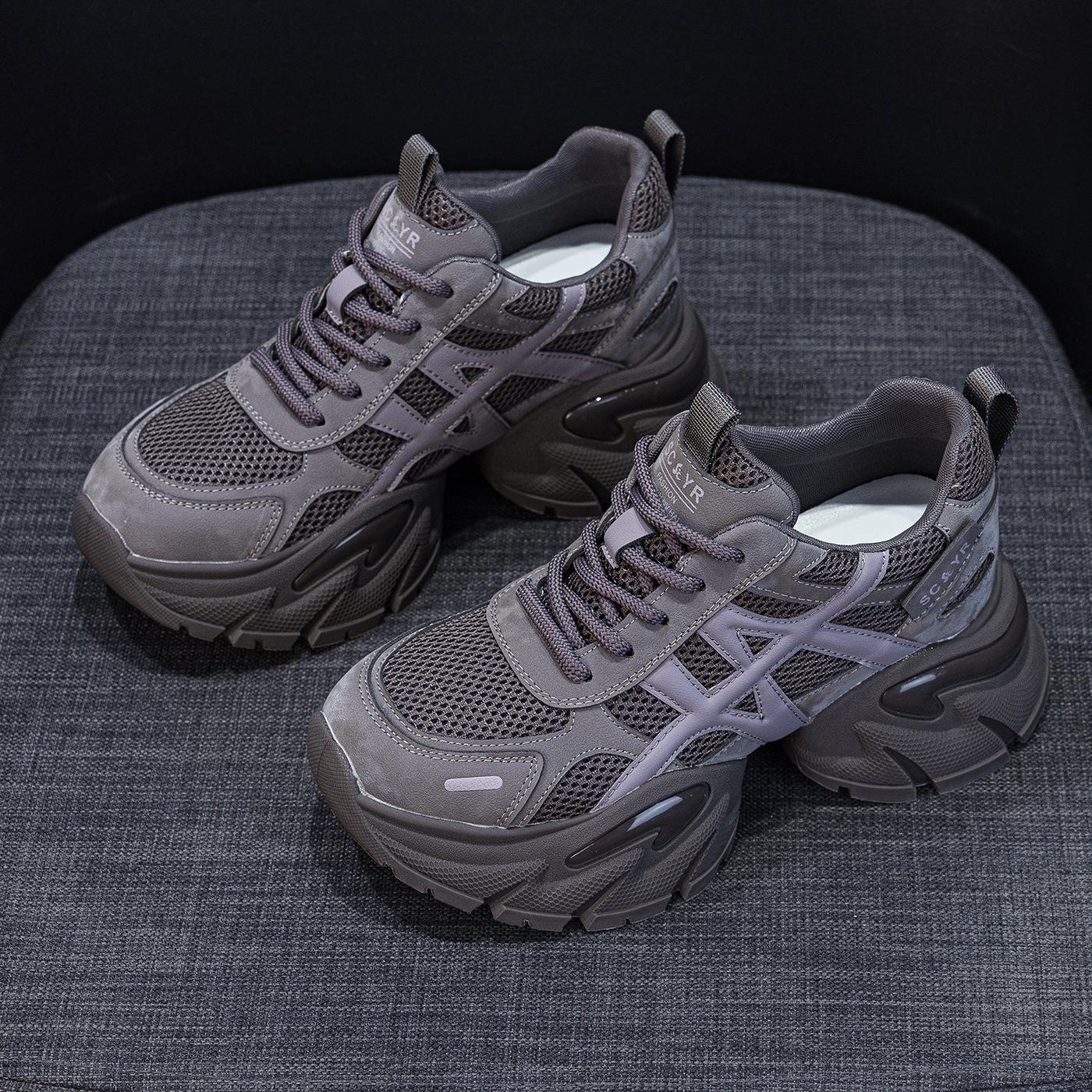 

Ретро пэчворк кроссовки для папы женские 2025 осень новинка на толстой подошве увеличивающие рост спортивная обувь повседневная модная универсальная трендовая обувь женская 40