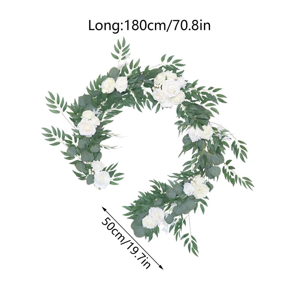Artificial Rose Vine 70.9 Inch Hanging Fake Floral Garland for Wedding Party Table Centerpiece Garden Decor White