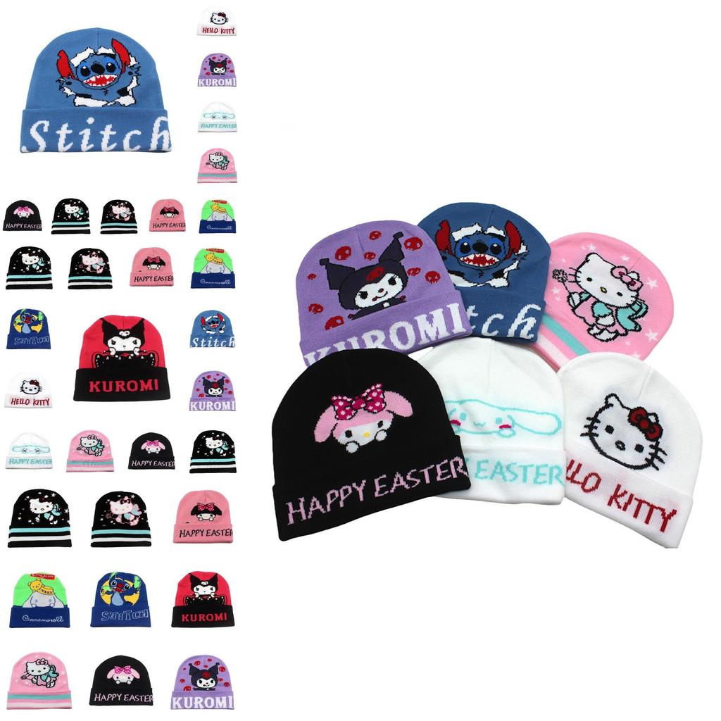 Cozy Knit Kawaii Kuromi Stitch Character Beanie Hat For Stylish Winter Warmth