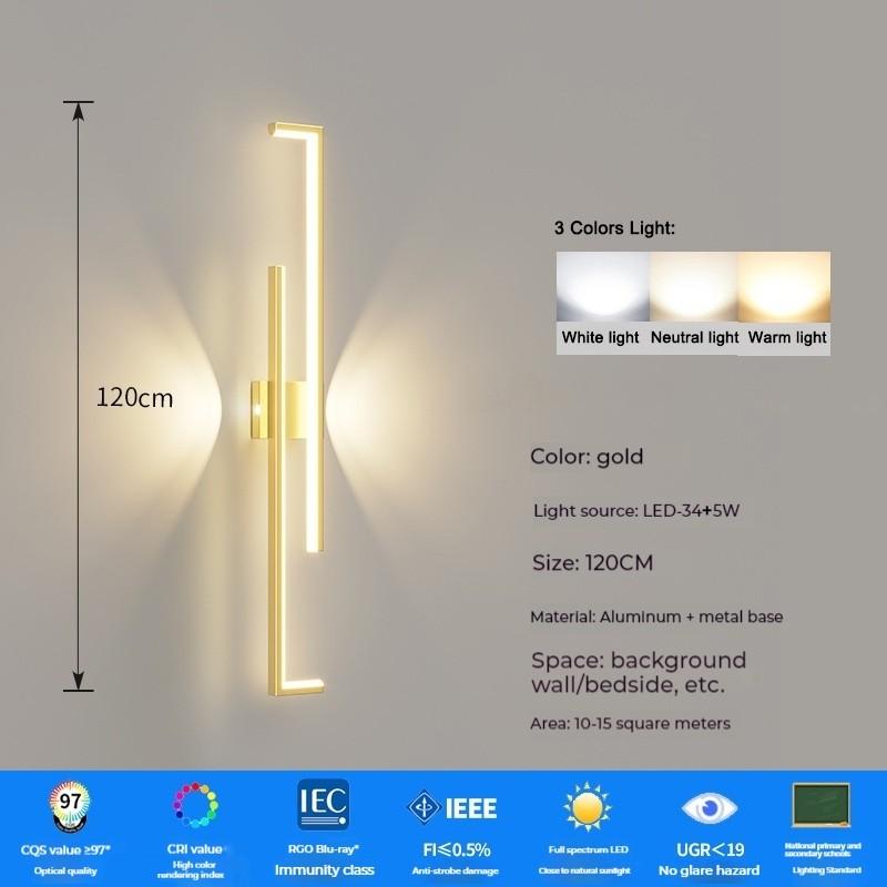 60/80/100/120cm Linear Wall Lights Aluminum Wall Lamp Living Room Bedroom Aisle Light Minimalist LED