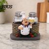 Cartoon Chef Kitchen Decor Salt And Pepper Shakers Set, Decorative Resin Statue Spice Even Seasoning Spreader Organizer, Glass Holder for Dining