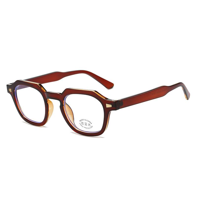 Men'S Glasses Irregular Full Frame Pc Temple Retro Rice Binding Frame Can Be Equipped With Anti-Blue Lenses