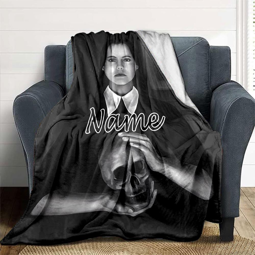 Customizable Addams Family Wednesday4 Throw Blanket – Personalized Name, All-Season Cozy Snug Blanket, Machine Washable, Personalized Blanket