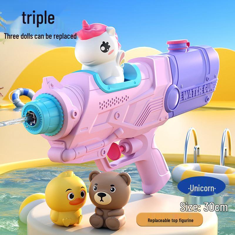 Double Nozzle Water Gun Toy: Little Horse, Dinosaur, Duck & Shark Squirt Gun