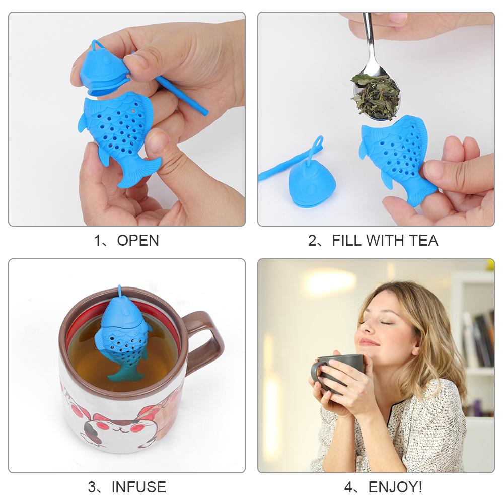 Uroczy silikonowy zaparzacz do herbaty w kształcie ryby, filtr do herbaty, zabawny sitko do herbaty