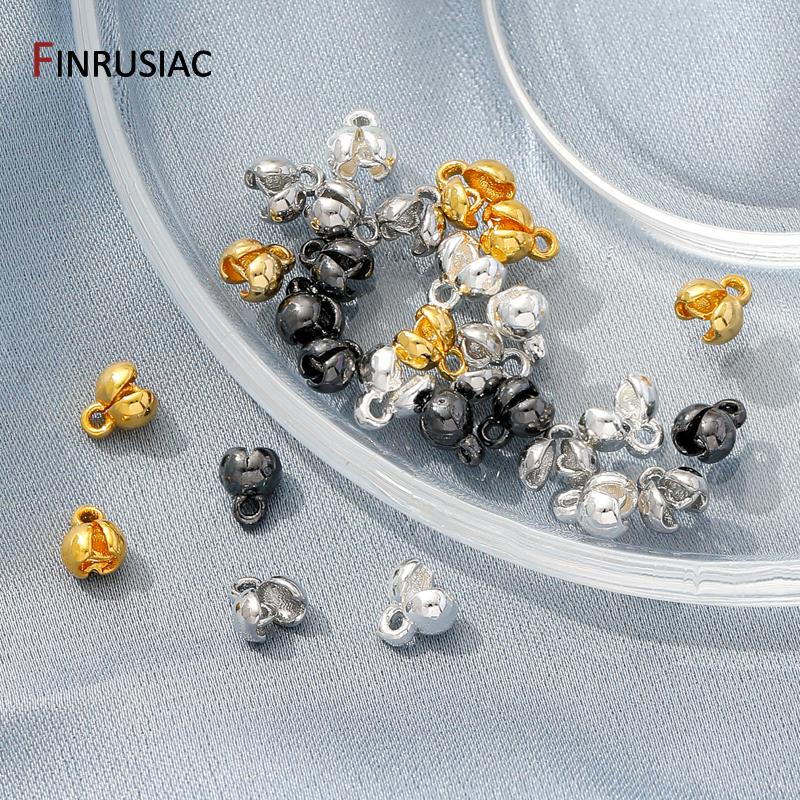 18K Gold Plated Brass End Crimp Beads For Jewelry Making,DIY Bracelets Accessories,Bead Tip Connectors For Jewelry Supplies