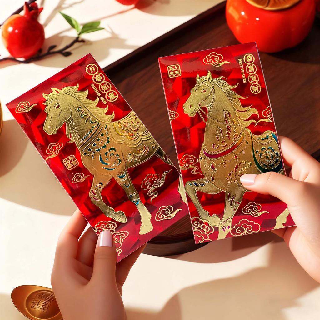 6 PCS Year Of Horse Red Envelope, Chinese New Year Red Envelope