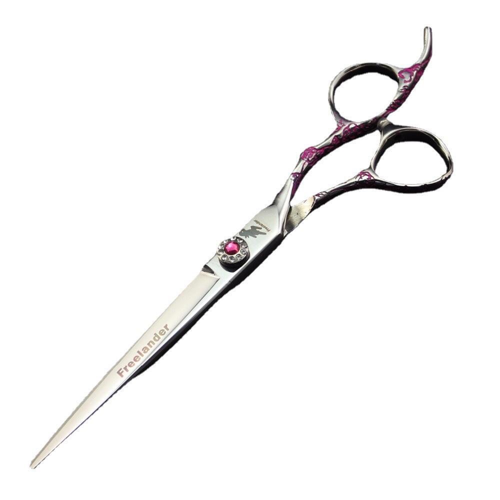 7" Pink Plum Blossom Pet Grooming Scissors Set: 4-Piece Includes Straight, Bent, Thinning Scissors & Comb
