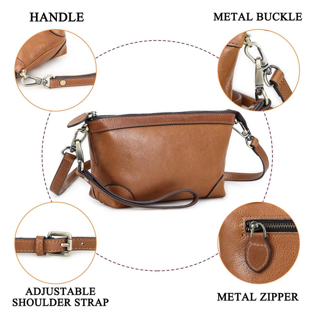 CONTACT'S Genuine Leather Small Shoulder Bags for Women Luxury Designer Sling Bags Female Handbags Clutch Bags Phone Pocket Wallets