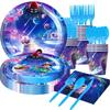 Earth Special Agent Anime Birthday Party Tableware Set: Plates, Cups, Tablecloth, Knives, Decorations.