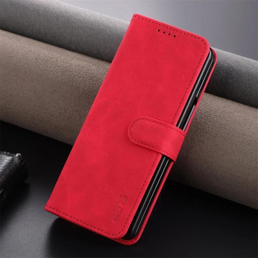 Fashion Business Sle Bla Flip Skin Feel Leather Phone Case for Samsung Galaxy Z Fold 7 6 5 4 3 Bracket Wallet Shockproof Cover