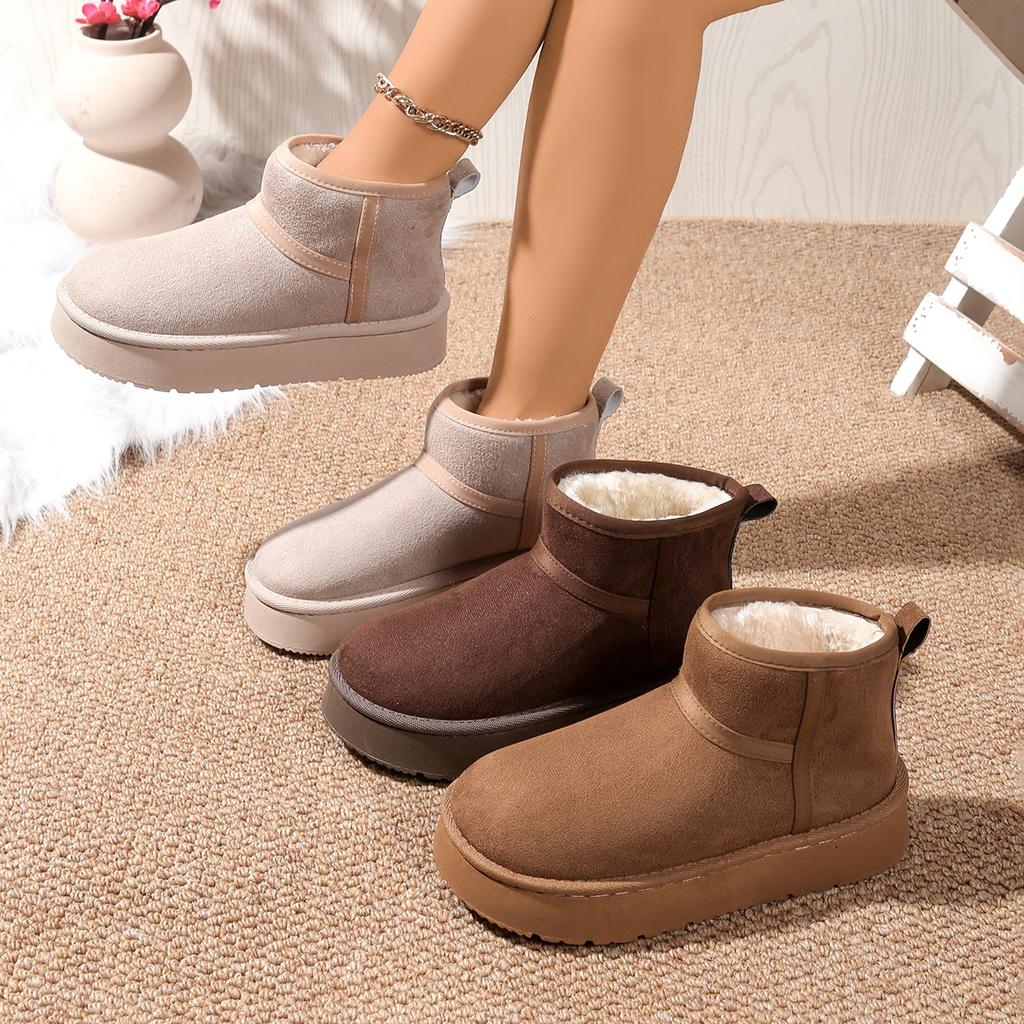 Fashion Thick Plush Platform Snow Boots Women Winter Keep Warm Cotton Shoes Suede Cpomfortable  Ankle Botas Padded Shoes for Women