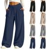 Women's High Waist Casual Pants with Pockets Color Relaxed Fit for Everyday Wear