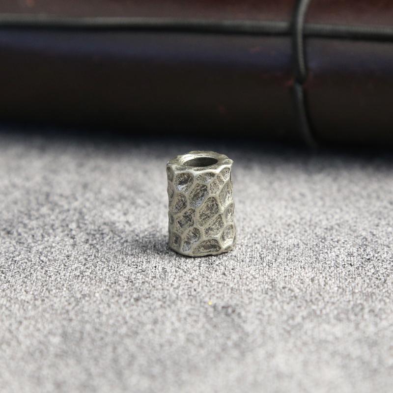 Brass Hammer Texture Pattern Cylinder EDC Knife Beads Paracord Lanyard Pendants DIY Adult Fidget Toy Paracord Rope Accessories