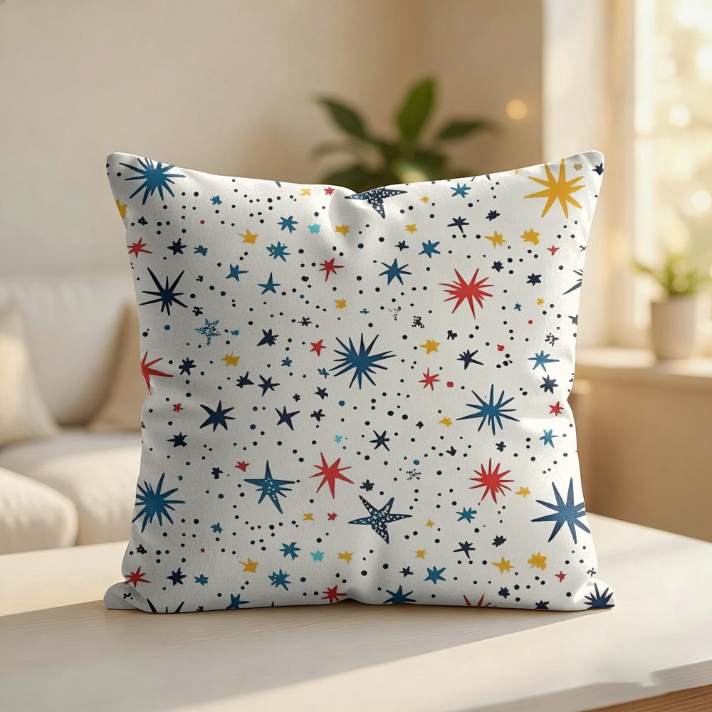 Star Speckled Pattern Cushion Cover Silky Short Plush Invisible Zipper Dustproof Sofa Pillow Case For Home Decor