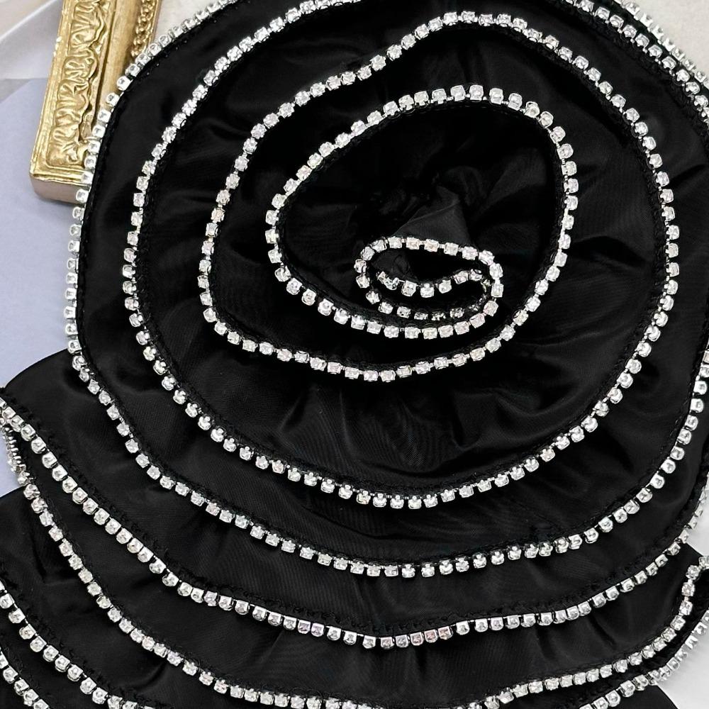 3D Flower Appliques Chest Floral Clothing Patches DIY Satin Fabric Clothing Applique  For Women