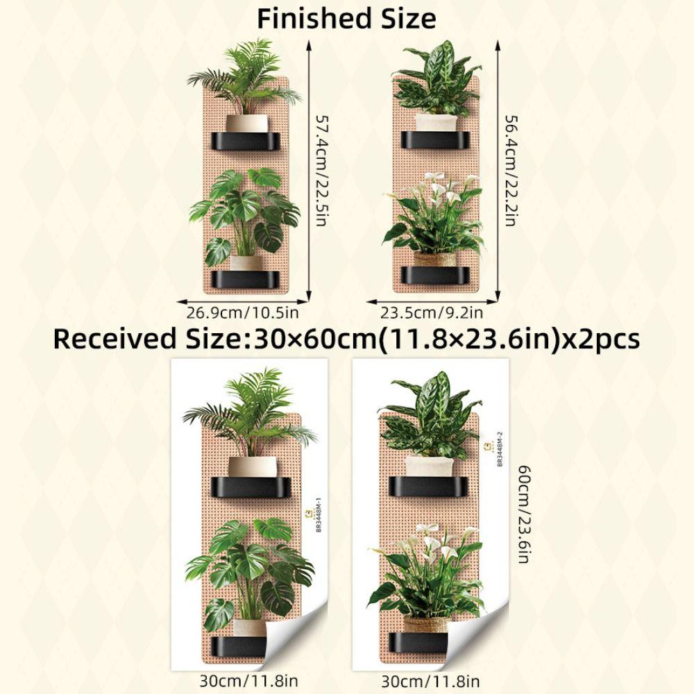 Green Leaves Monstera Leaf Sticker Waterproof Wall Mural Creative Wall Decals for Bedroom
