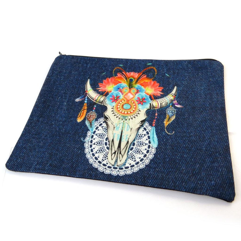 Les Trésors De Lily [N8562] - Blue 'Navajos' Makeup Bag - 23x17 Cm
