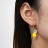 Small Glass Fresh Resin Lemon Fruit Food Pendant Earrings Stainless Steel Earhooks Flower Women's Earrings Asymmetric Earrings