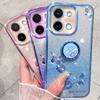 KADEM For vivo Y28 4G Case Kickstand Glitter Flowers TPU Shockproof Phone Cover