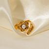 eManco Delicate Fashion Camellia Women's Open Ring Pearl Stamen  New Trend Leaf Texture Fashion Finger Jewelry