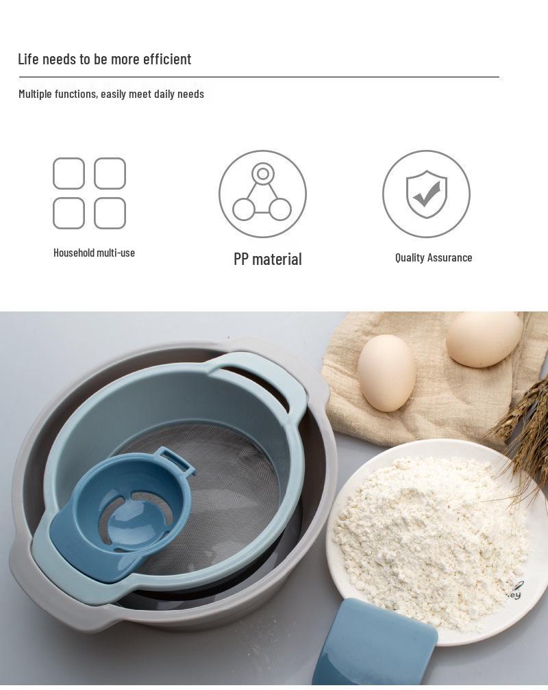 Multifunctional Baking Set: Flour Sifter, Scraper, and Egg Separator
