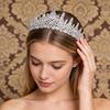 כתר לנשים משובץ אבני קריסטל נוצצות נזר כלה התאמה בטוחה קל משקל כתר נסיכה עם קצוות מעוקלים סיכות אביזרי שיער