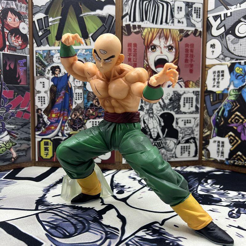 Dragon Ball Tien Shinhan Squatting Figure Anime Collectible Model Statue Toy Desktop Decor