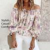 Women's Fashionable Casual Spring-autumn Floral Pattern Printed Long-sleeved Single-shoulder Top and Shirt