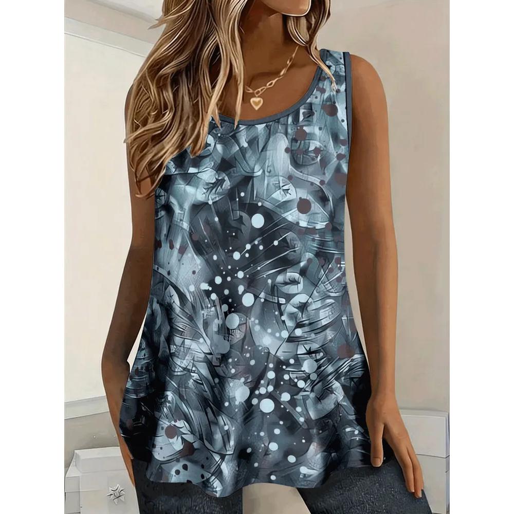 Fashion Women's Flower Printed T-Shirt Casual Loose Sleeveless Top Comfortable Camis Tank Tops