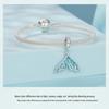Exquisite Fantasy Blue Fishtail S925 Sterling Silver Pendant Charm for DIY Bracelet