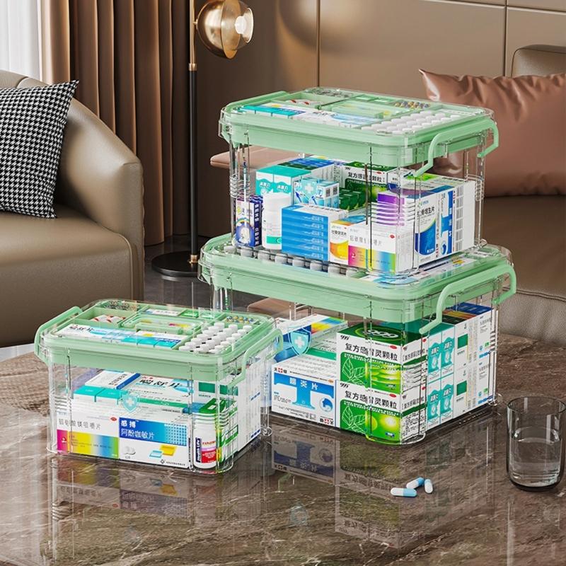 Kunststoff-Medizin-Aufbewahrungsbox, multifunktional, tragbar, für Familien, Notfall, für Kinder, Mädchen, Jungen, Organisationsbedarf