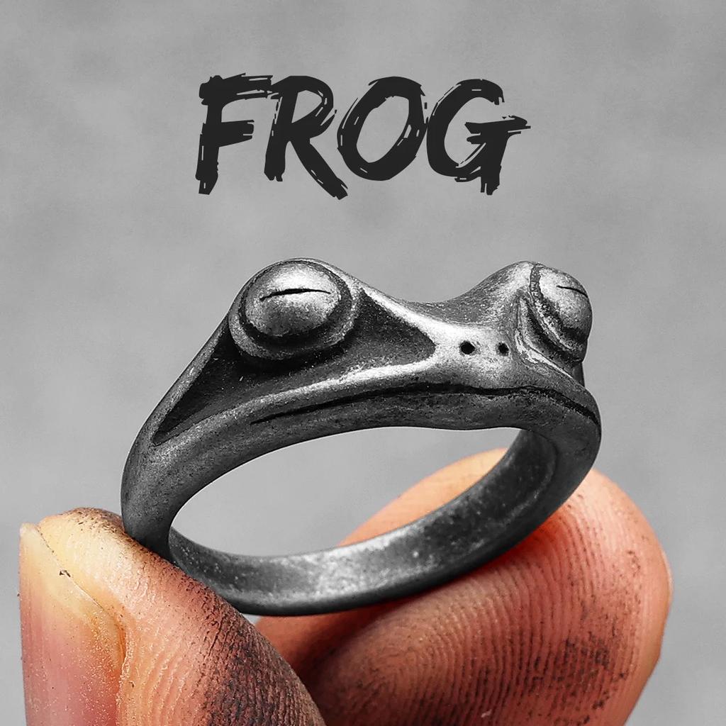Frog Prince Men Rings Stainless Steel Women Jewelry Vintage Punk Rock Cool Stuff New Fashion Couple Accessories Gift