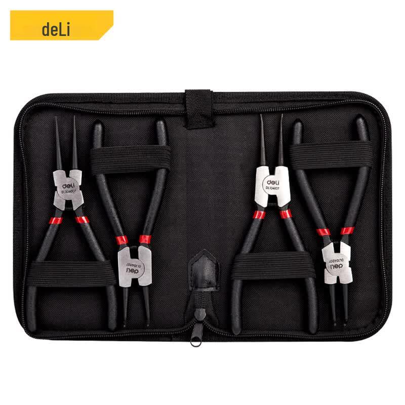 Deli 4-in-1 Circlip Plier Set 7-inch