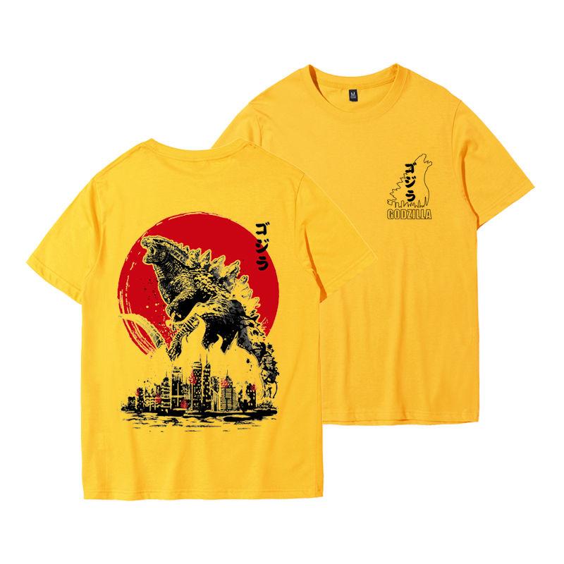 

2023 Весна та літо Нова футболка Годзілла Чоловіча Корейська версія Вільна чиста кругла горловина Японська ретро Модна короткі рукави L